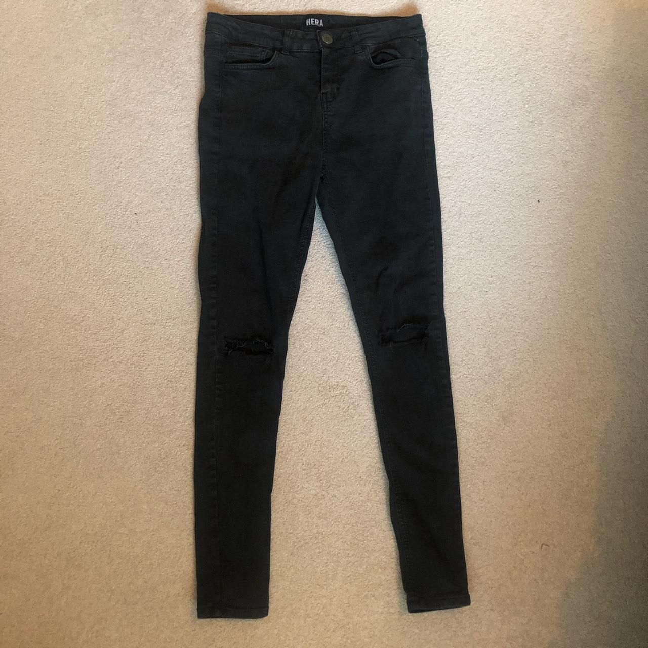 Hera London Spray On Jean Knee Rip - Black - Size 30R - Depop