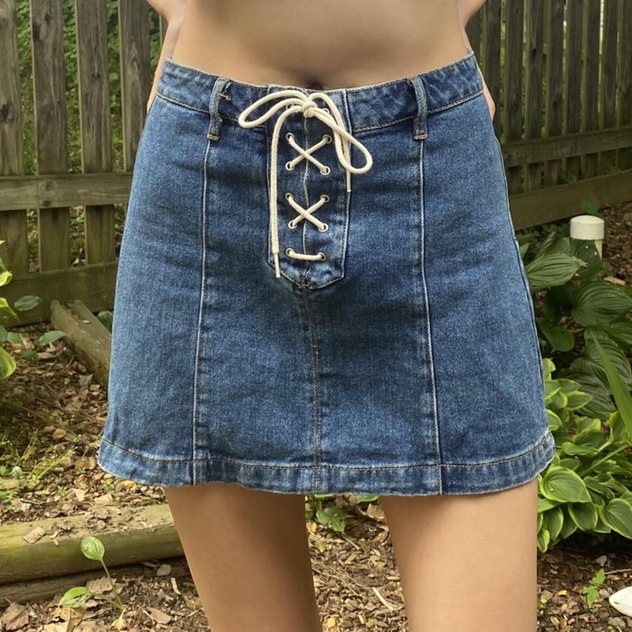 Kendall + Kylie Denim Shoelace Skirt 🤍 Denim skirts... Depop