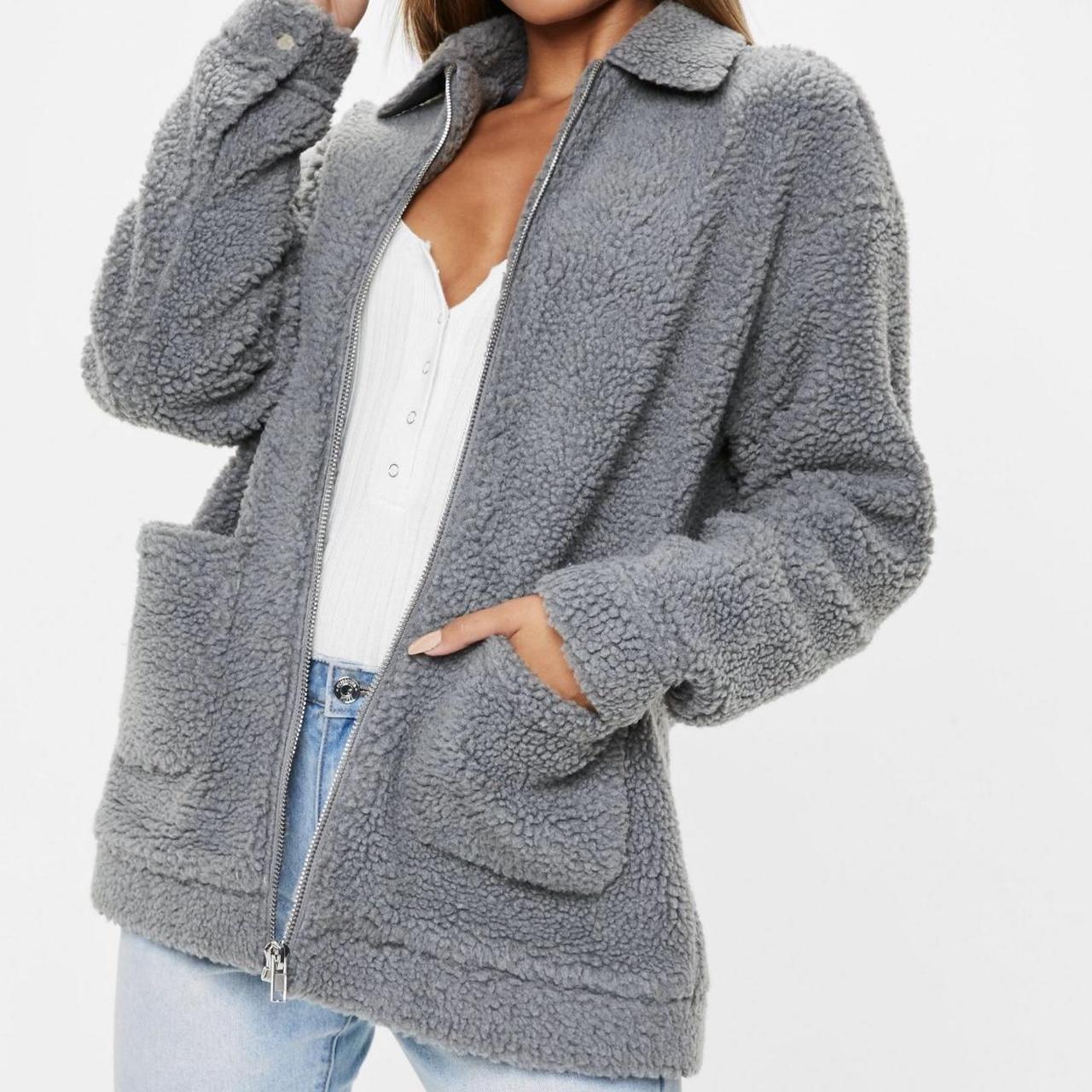 Missguided grey deals teddy coat