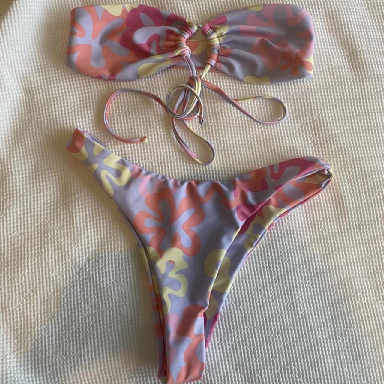 SHEIN floral pastel bikini. top can be worn as a... - Depop