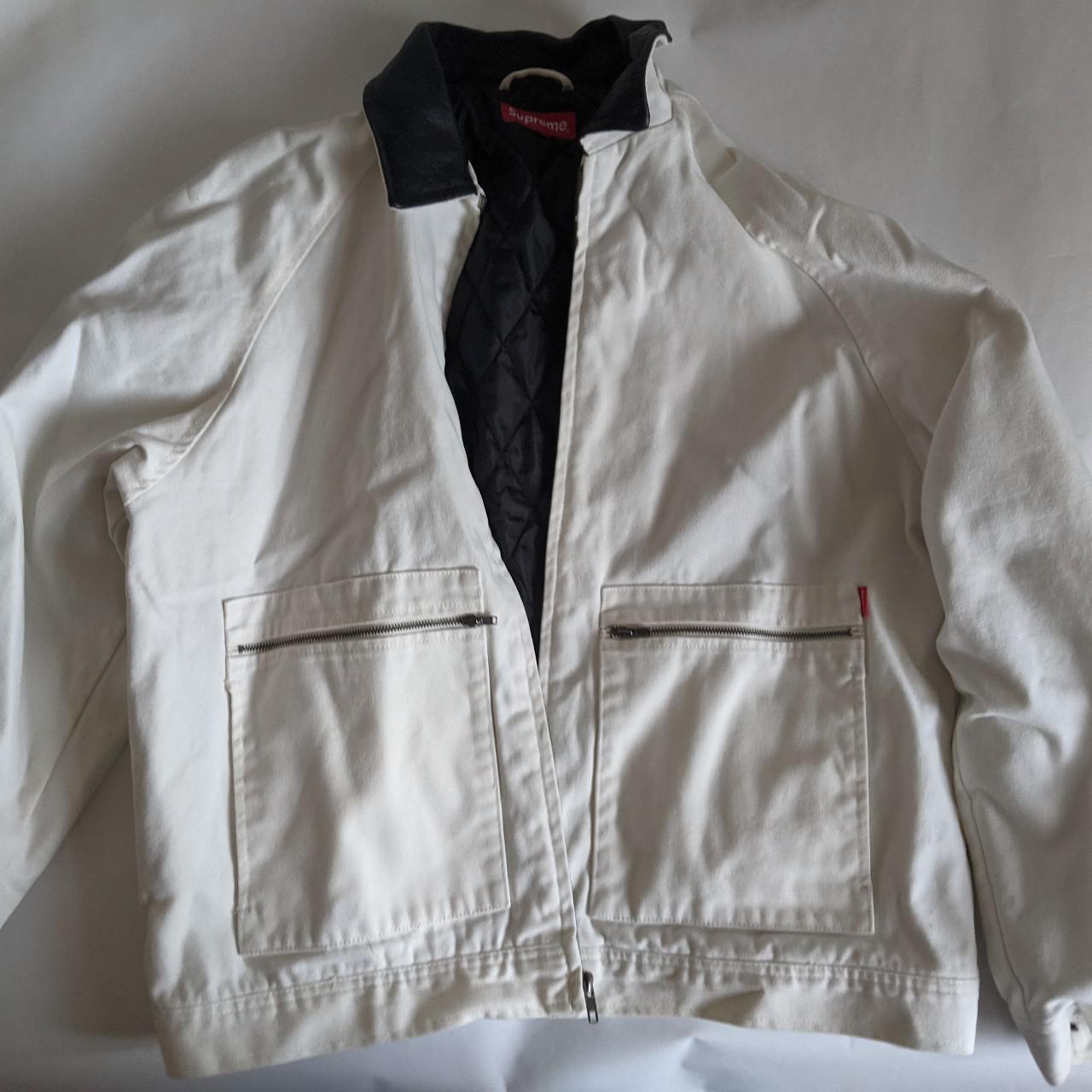 Supreme Leather Collar Work Jacket white M All... - Depop