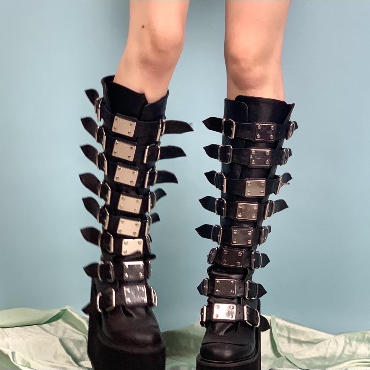 Demonia Women's Knee high Boots - Black/Silver - … - image 1