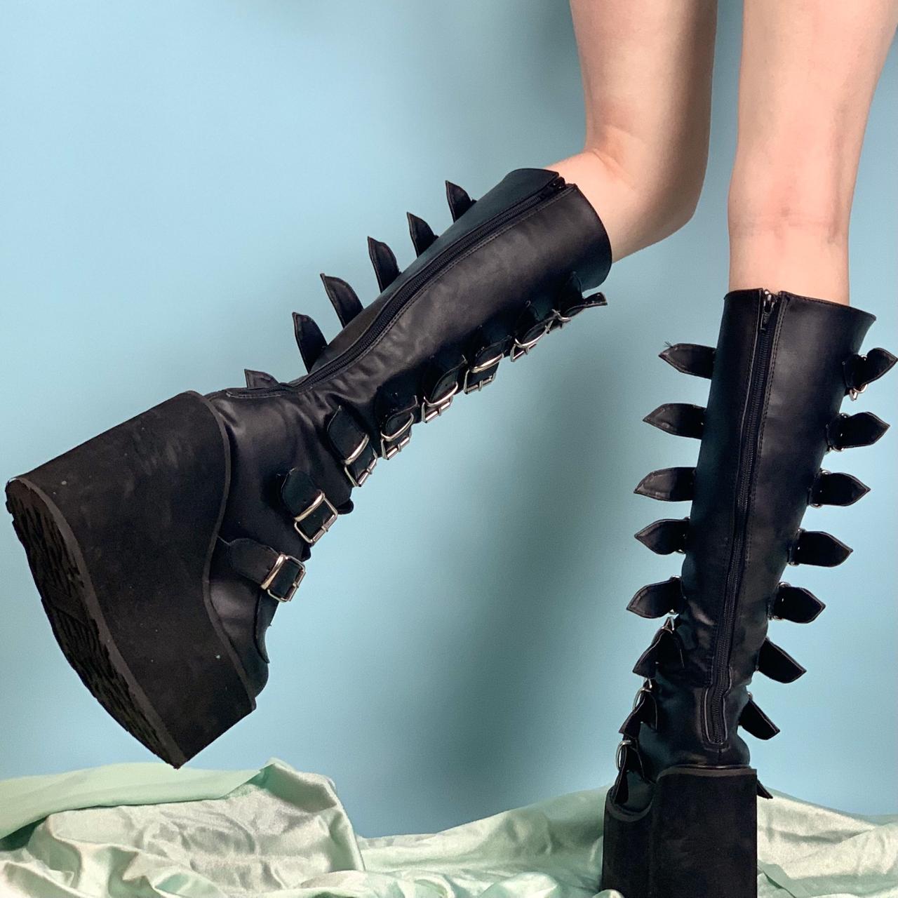 Demonia Women's Knee high Boots - Black/Silver - … - image 3