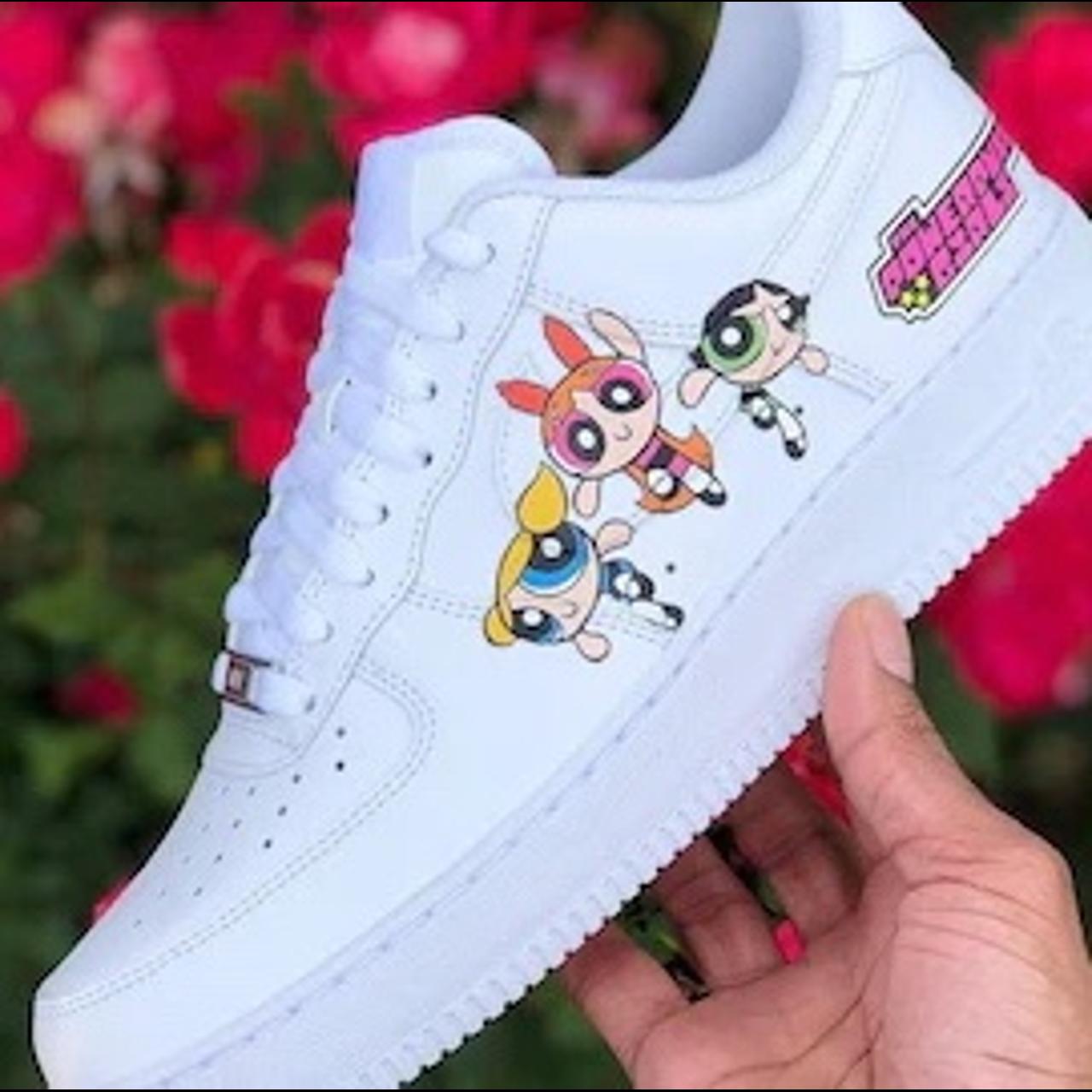 The power puff girls custom Nike Air Force 1 Nike... - Depop