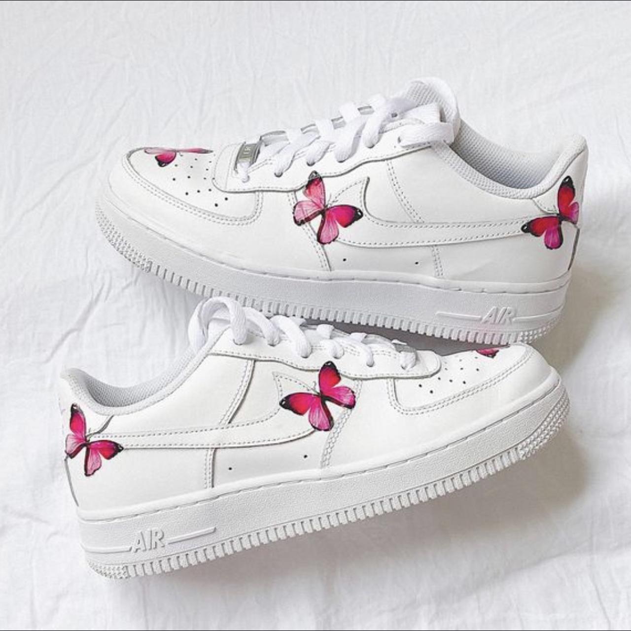 Pink butterfly custom Nike Air Force 1 Nike Air. Depop