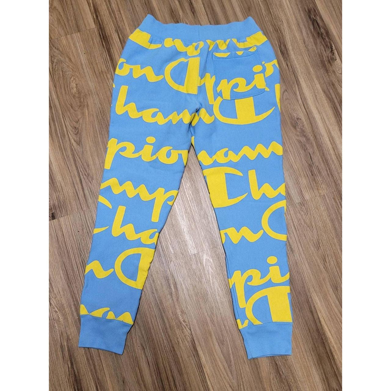 Blue fashion and yellow champion sweatpants