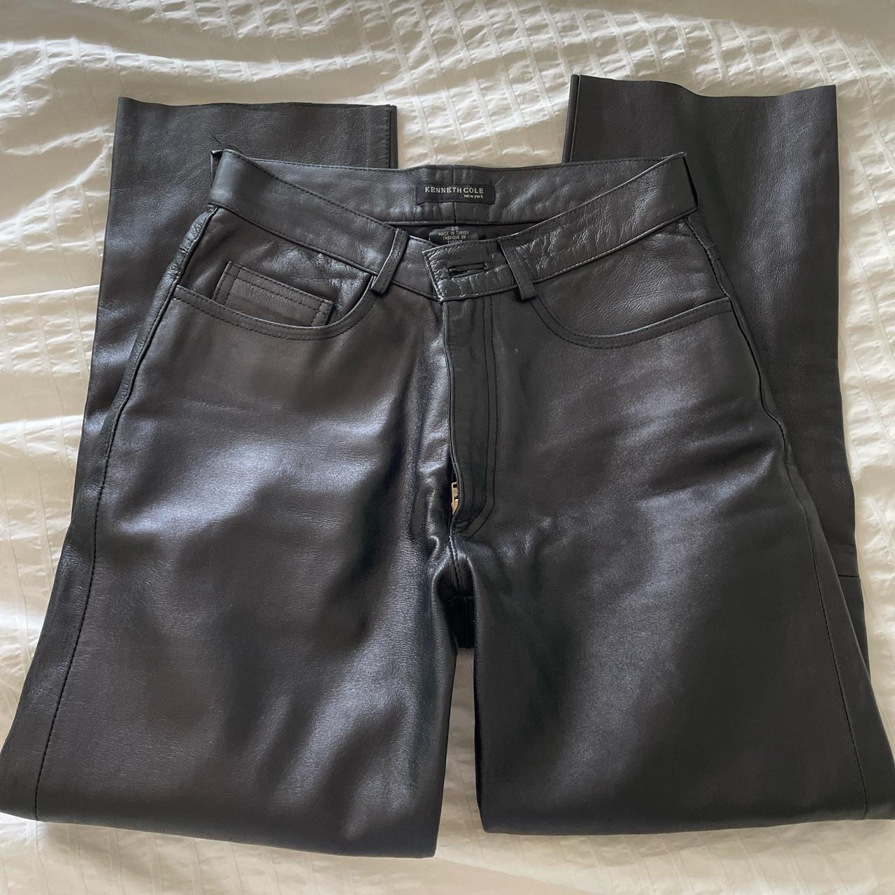 Amazing black leather pants brand is Kenneth Cole... - Depop