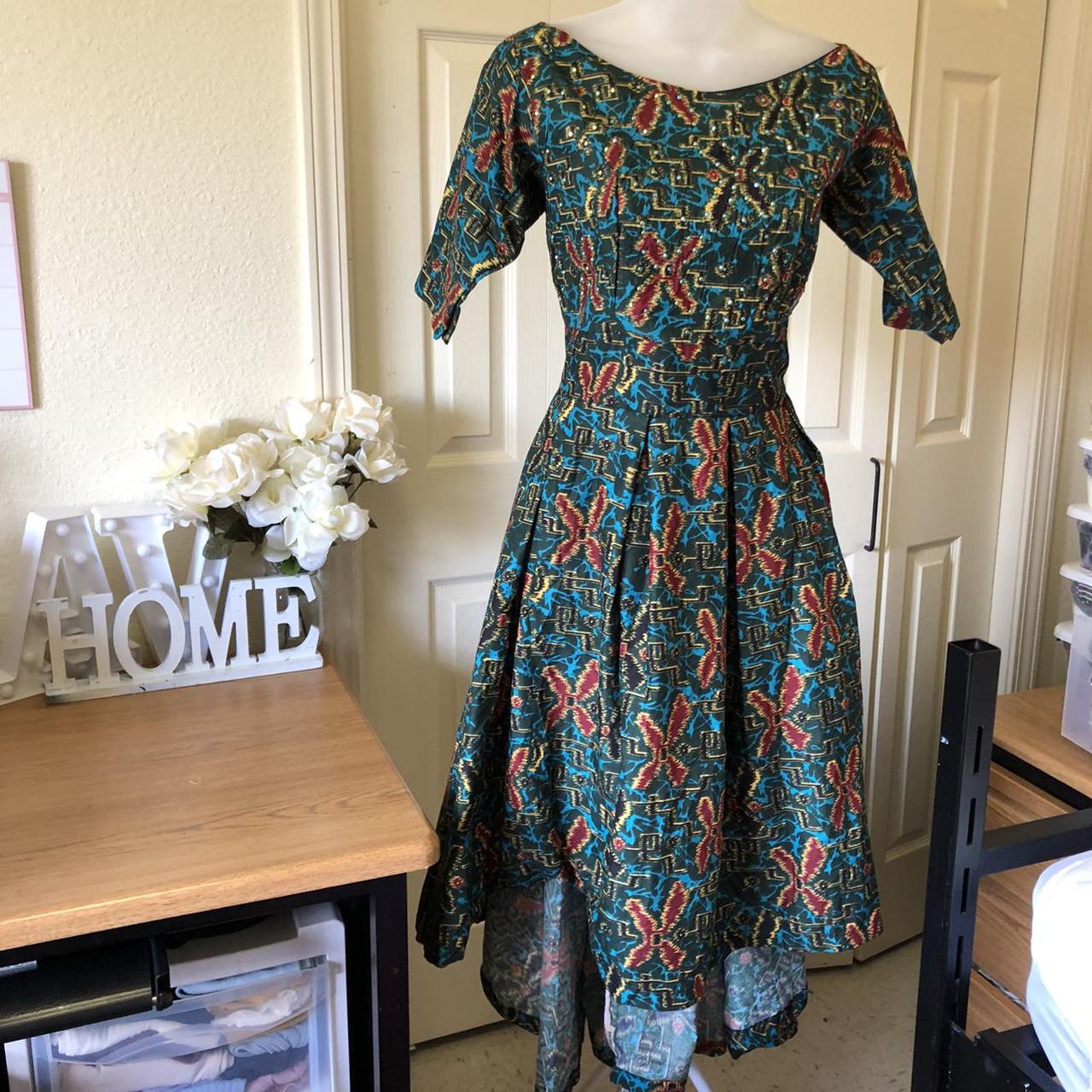 fit-and-flare-high-low-green-rhinestone-dress-size-depop