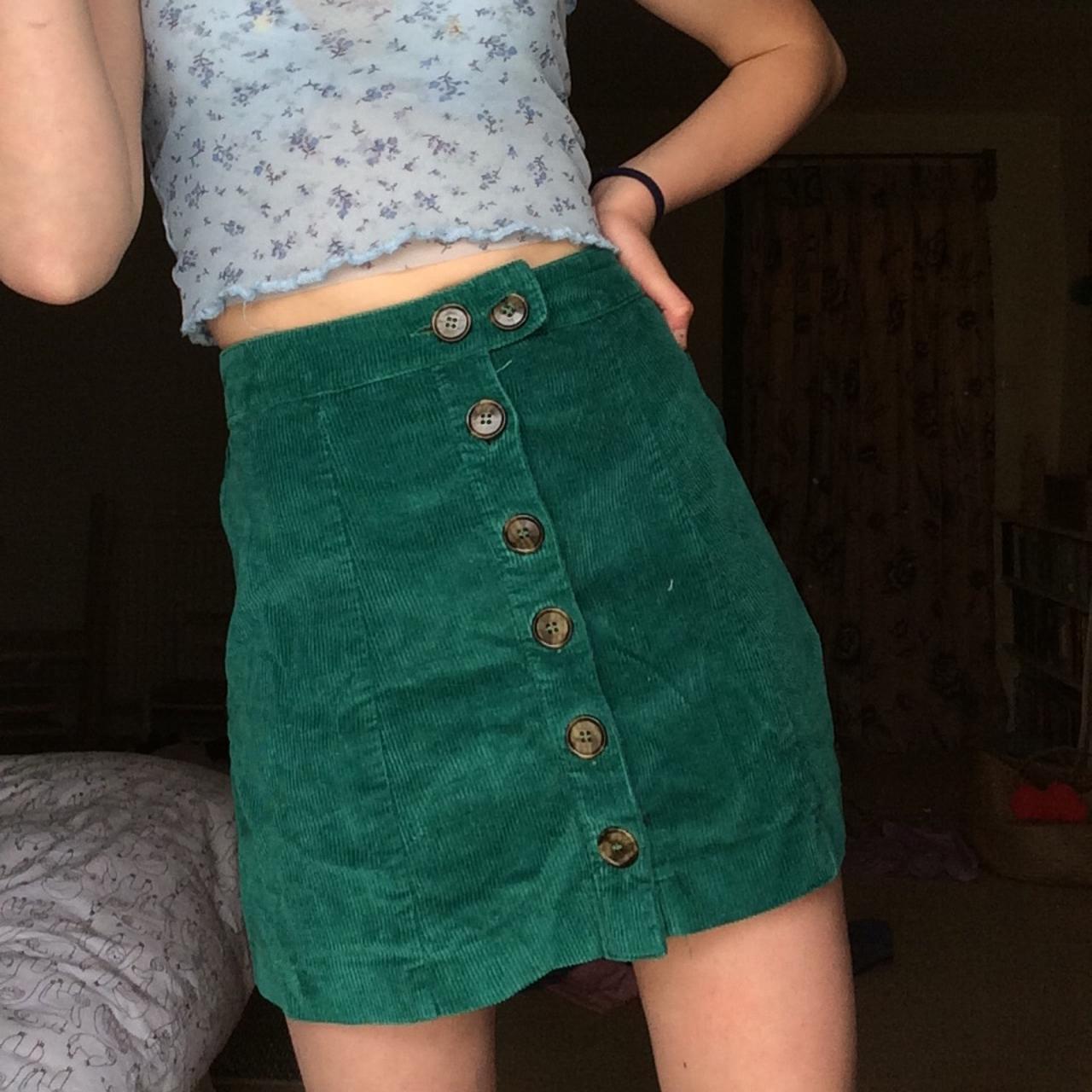 Cool emerald green corduroy skirt from URBAN... - Depop