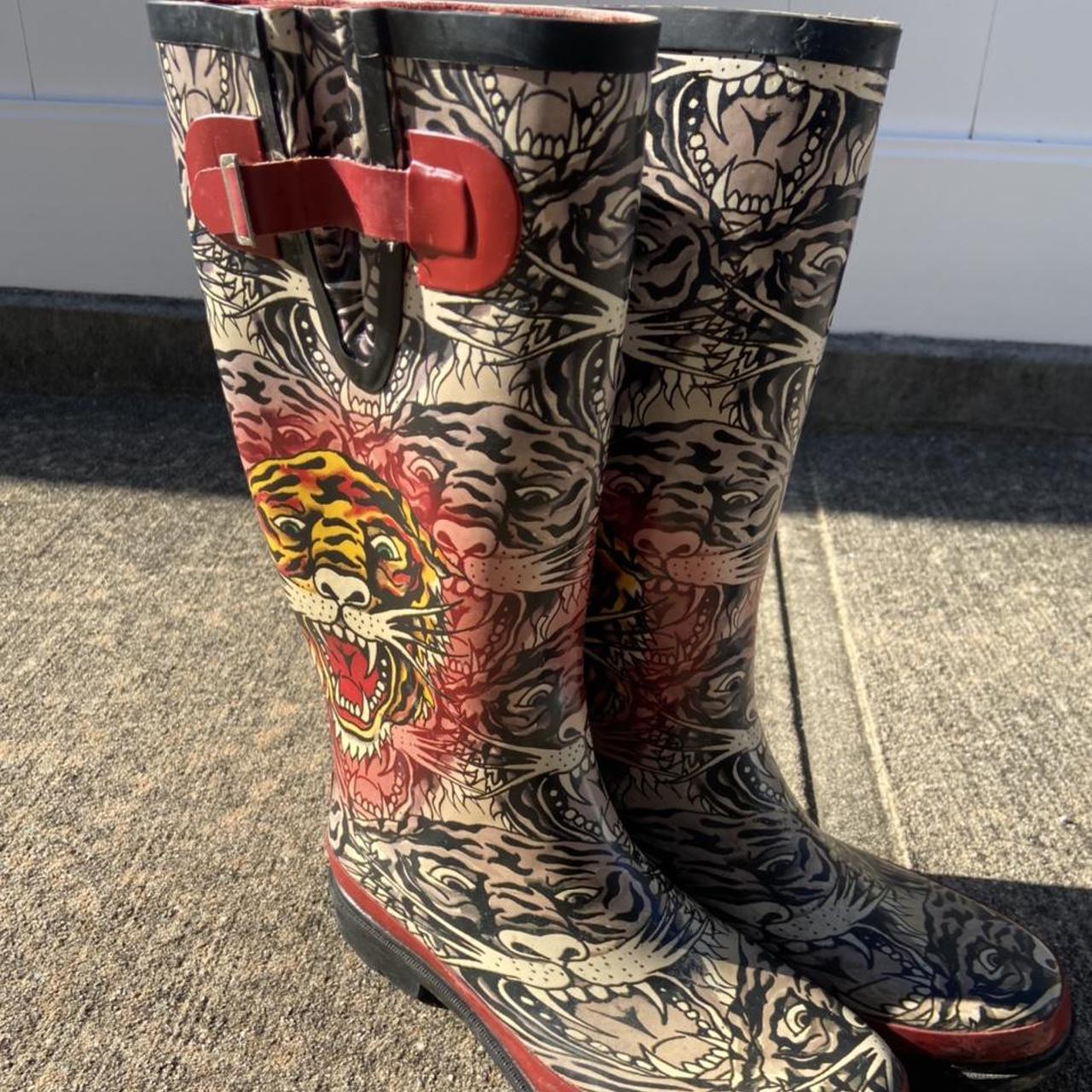 Ed hardy rain outlet boots