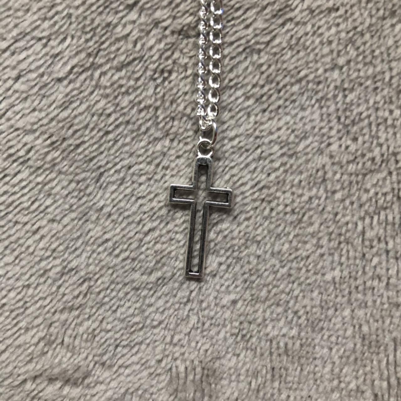 Cool silver cross necklace. Brand new and on an 18... - Depop