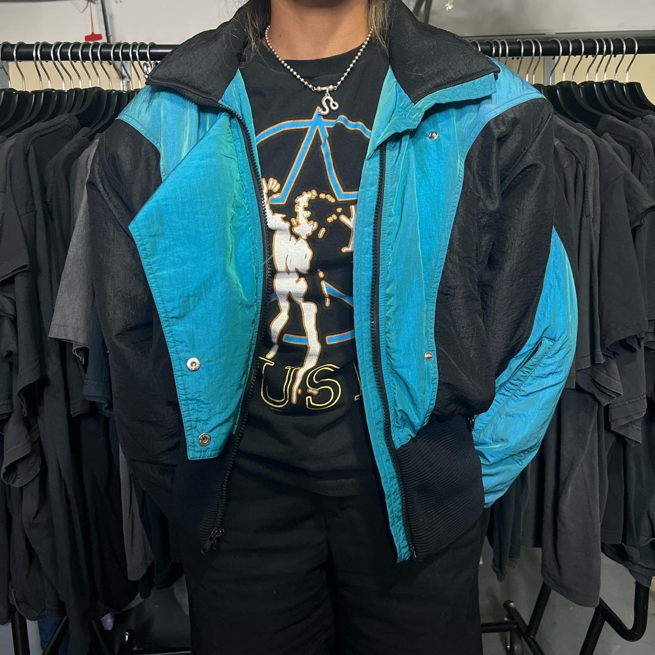 Vintage Nils ski blue neon jacket Size 10 Due to - Depop