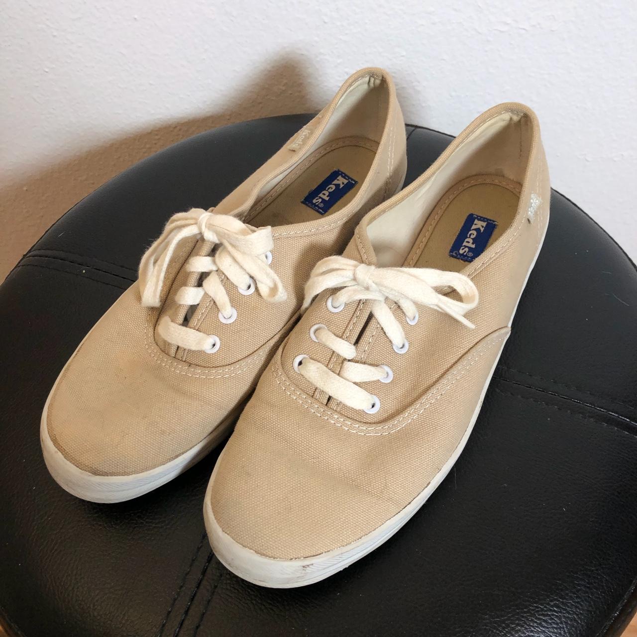 Keds tan canvas sneakers women’s size 7.5 in good... - Depop