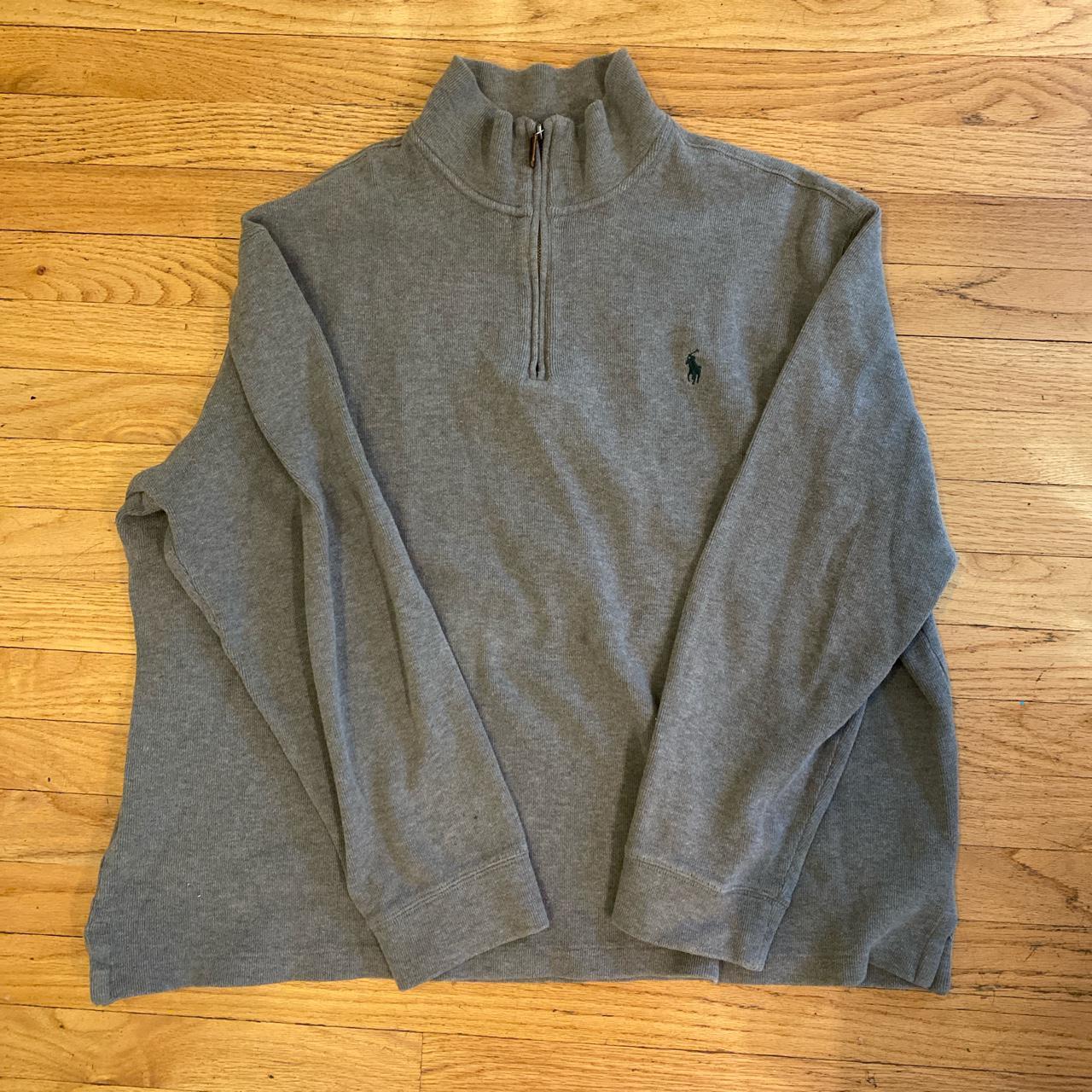 polo by ralph lauren grey cotton sports sweater with... - Depop