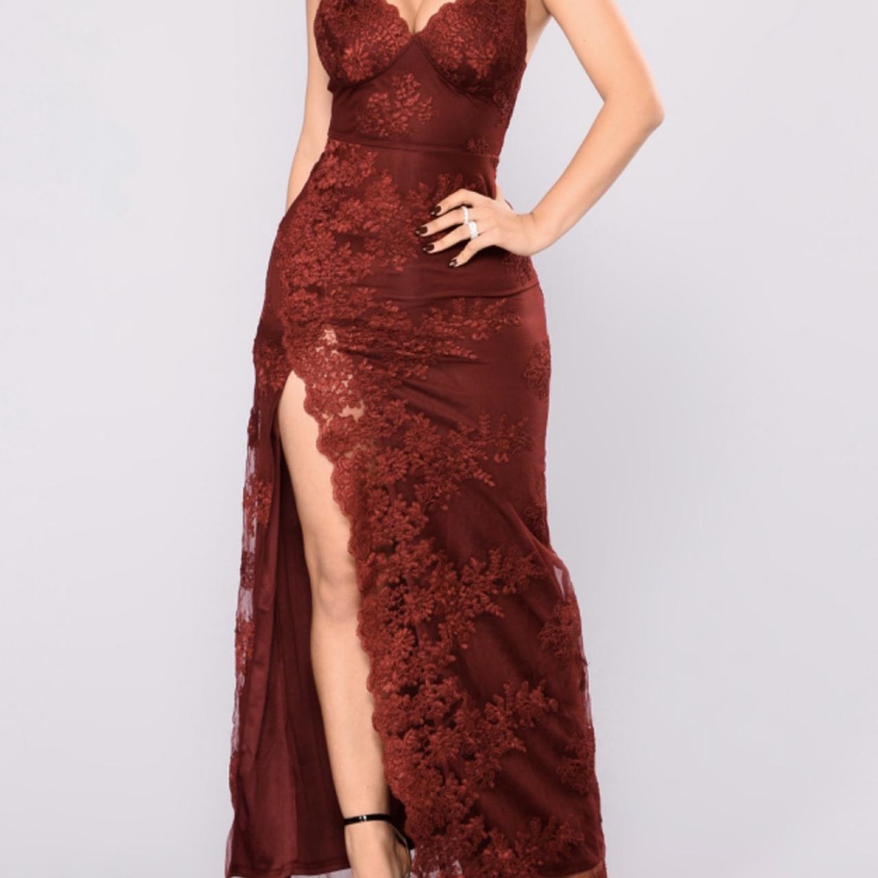 Fashion Nova A Night In Tokyo Lace Dress- Burgundy. | Depop