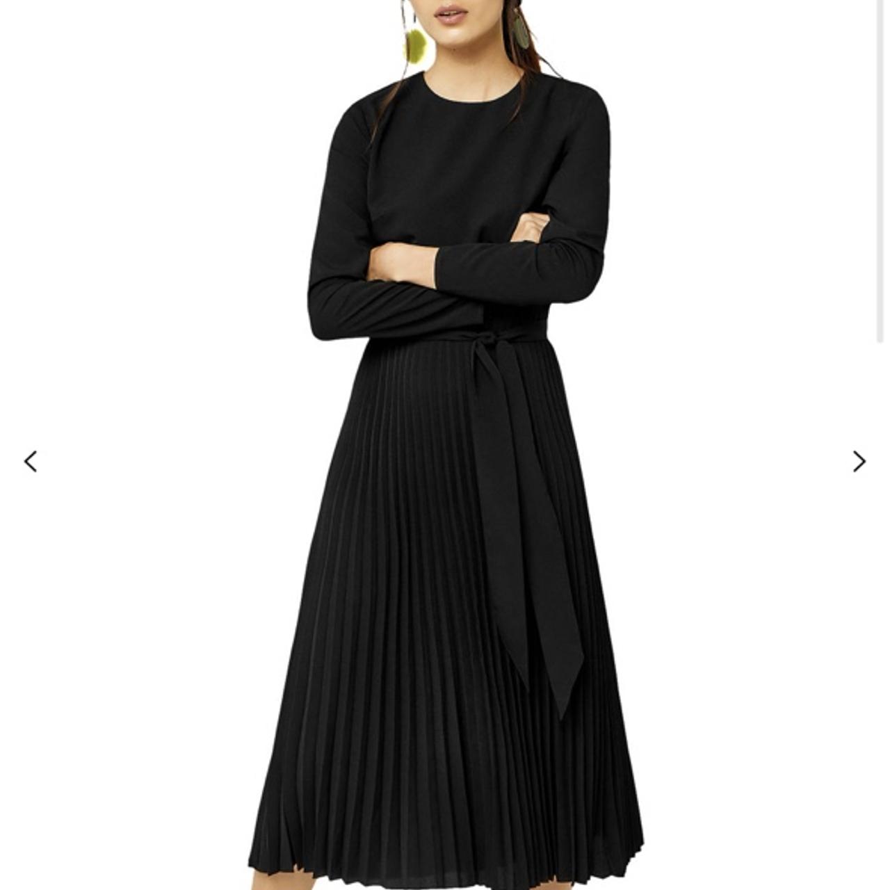 Warehouse pleated midi dress black UK8, love it Depop