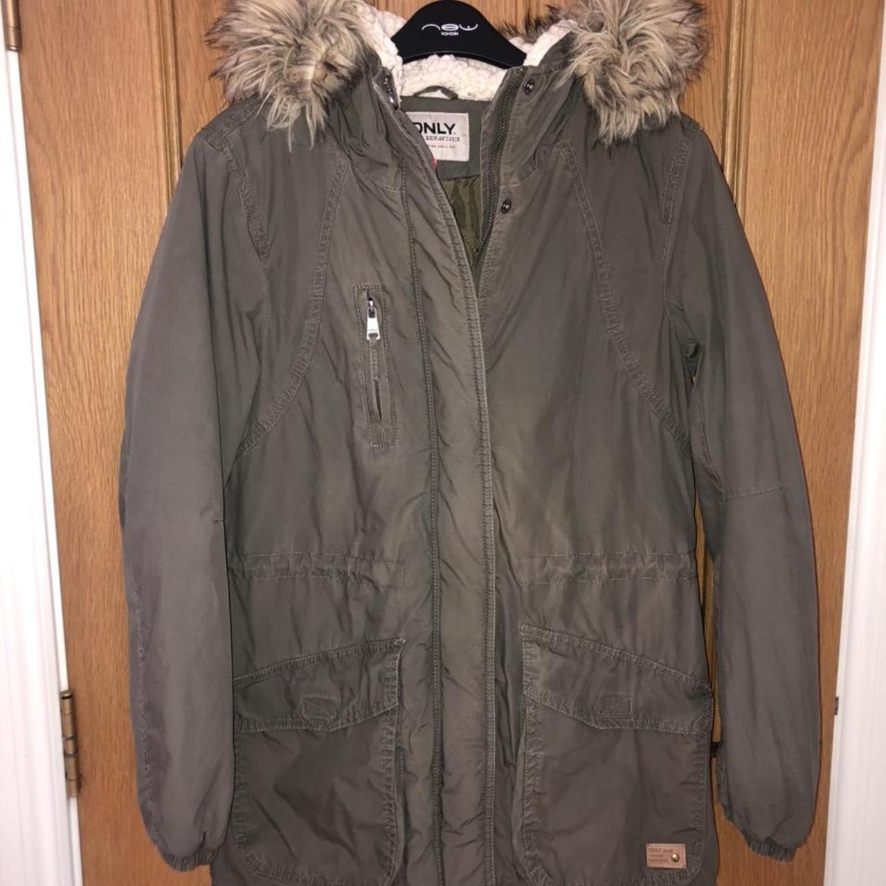 ONLY Blue Behaviour khaki parka jacket. Women s UK. Depop