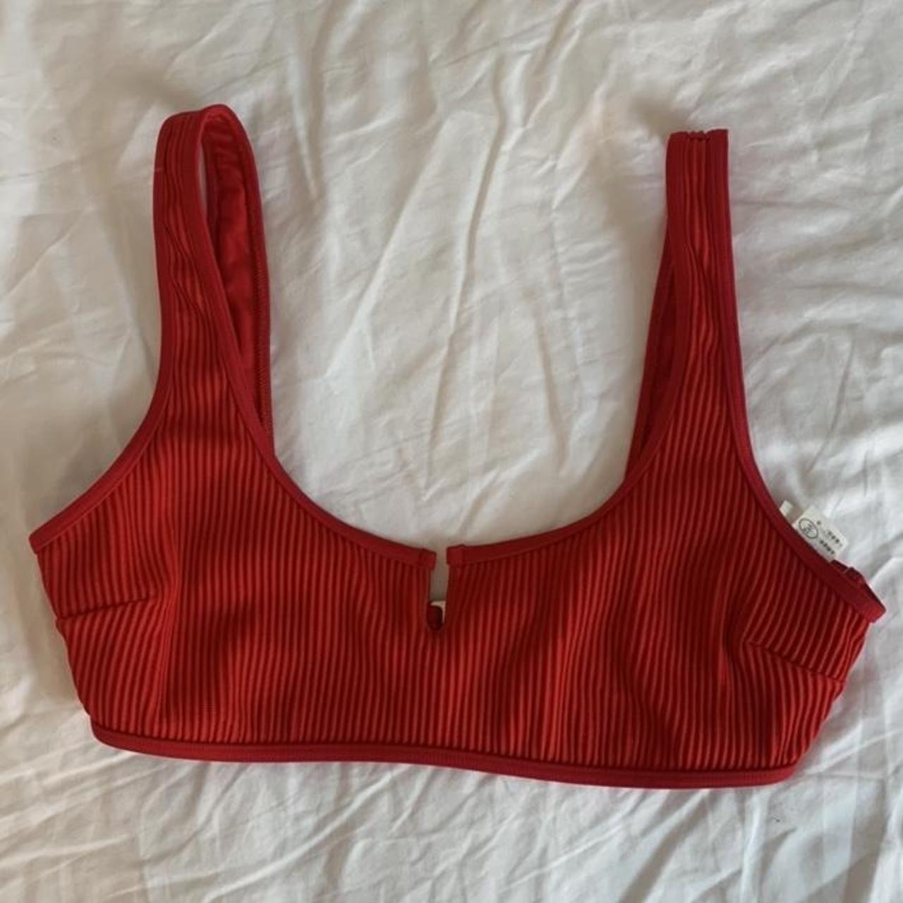 Red Ribbed Hollister Bikini Top Super flattering and... - Depop