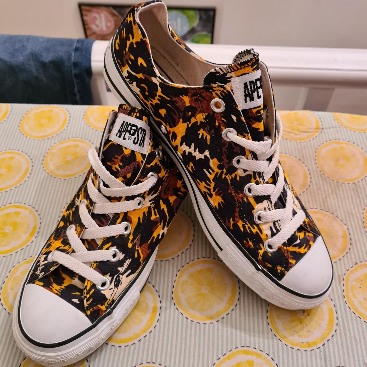 Bape Apesta Converse Shoes Leopard style print. Depop