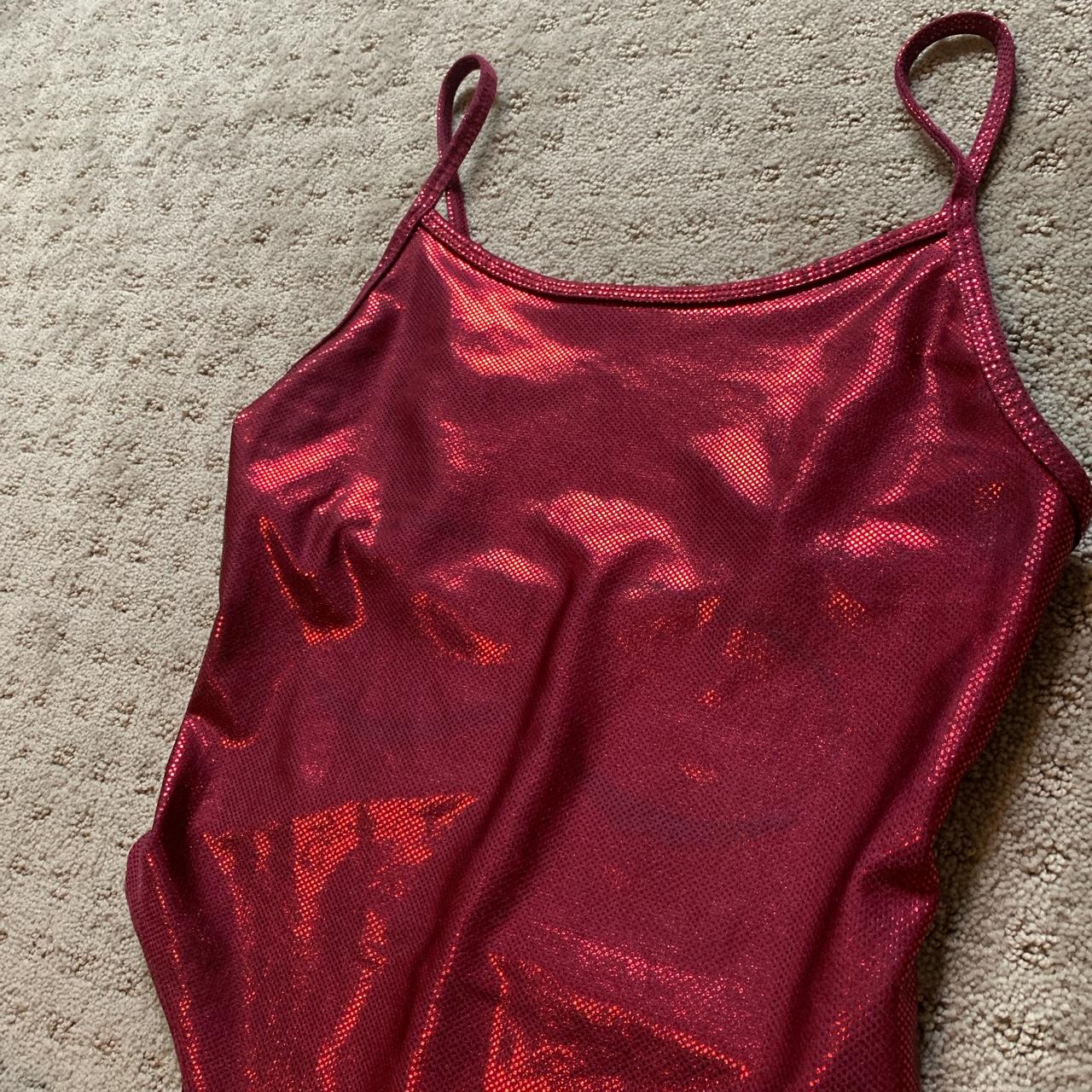 shimmery red bodysuit!! looks so good under light... - Depop