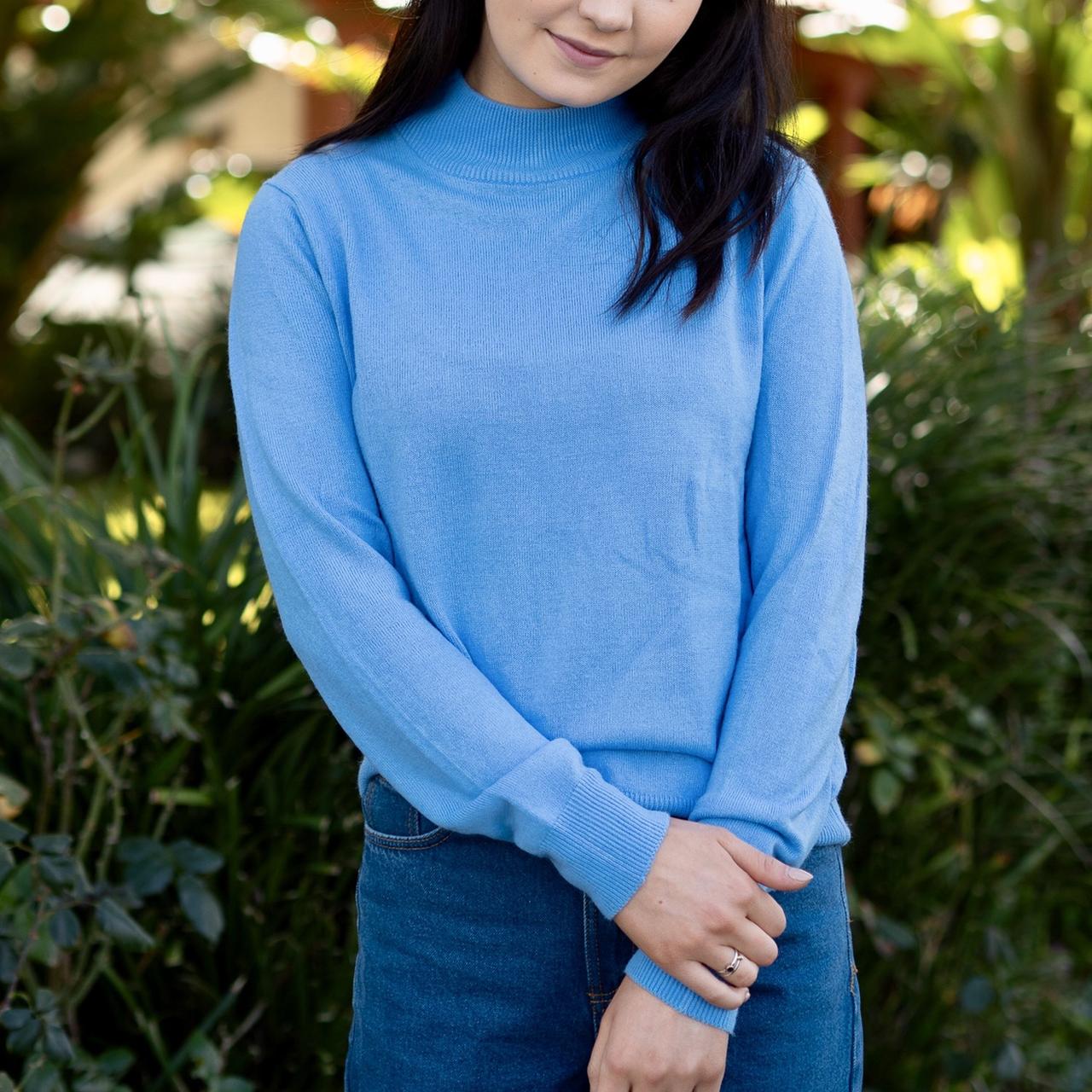 Blair sky blue long sleeve sweater with high