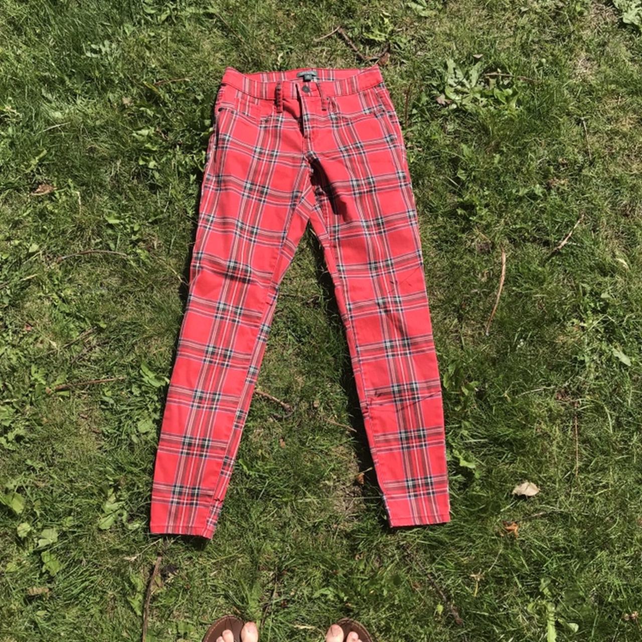 Gothic Grunge Red Plaid Pants