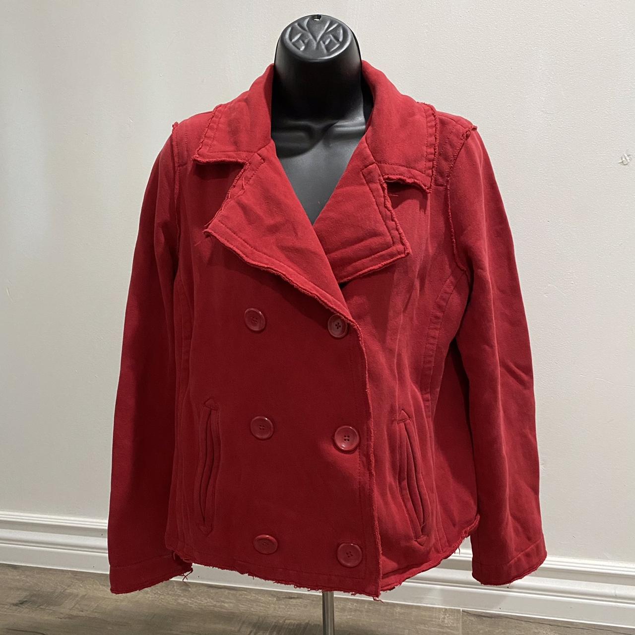 red skirted peacoat