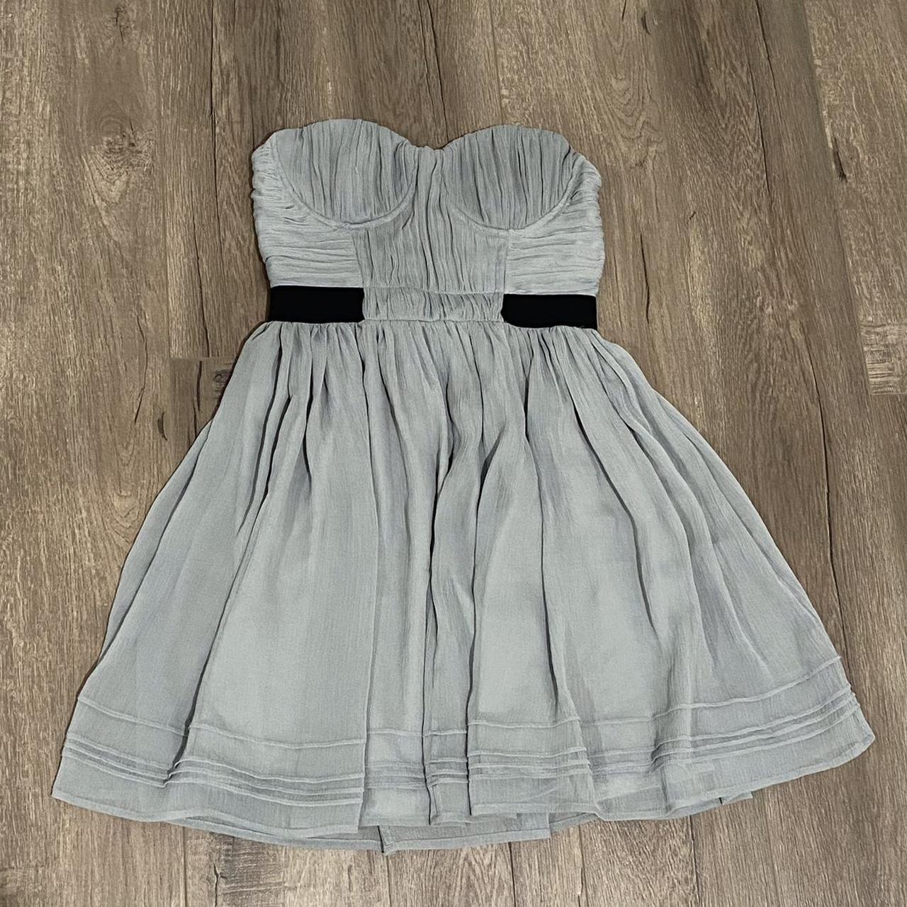 UO muted gray/light blue strapless sweetheart... - Depop