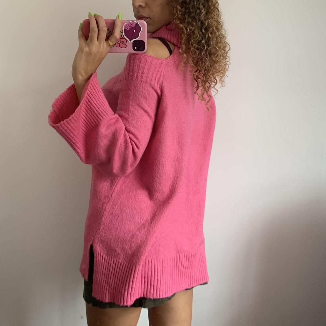 Sweet vintage pink oversized jumper with shoulder... - Depop