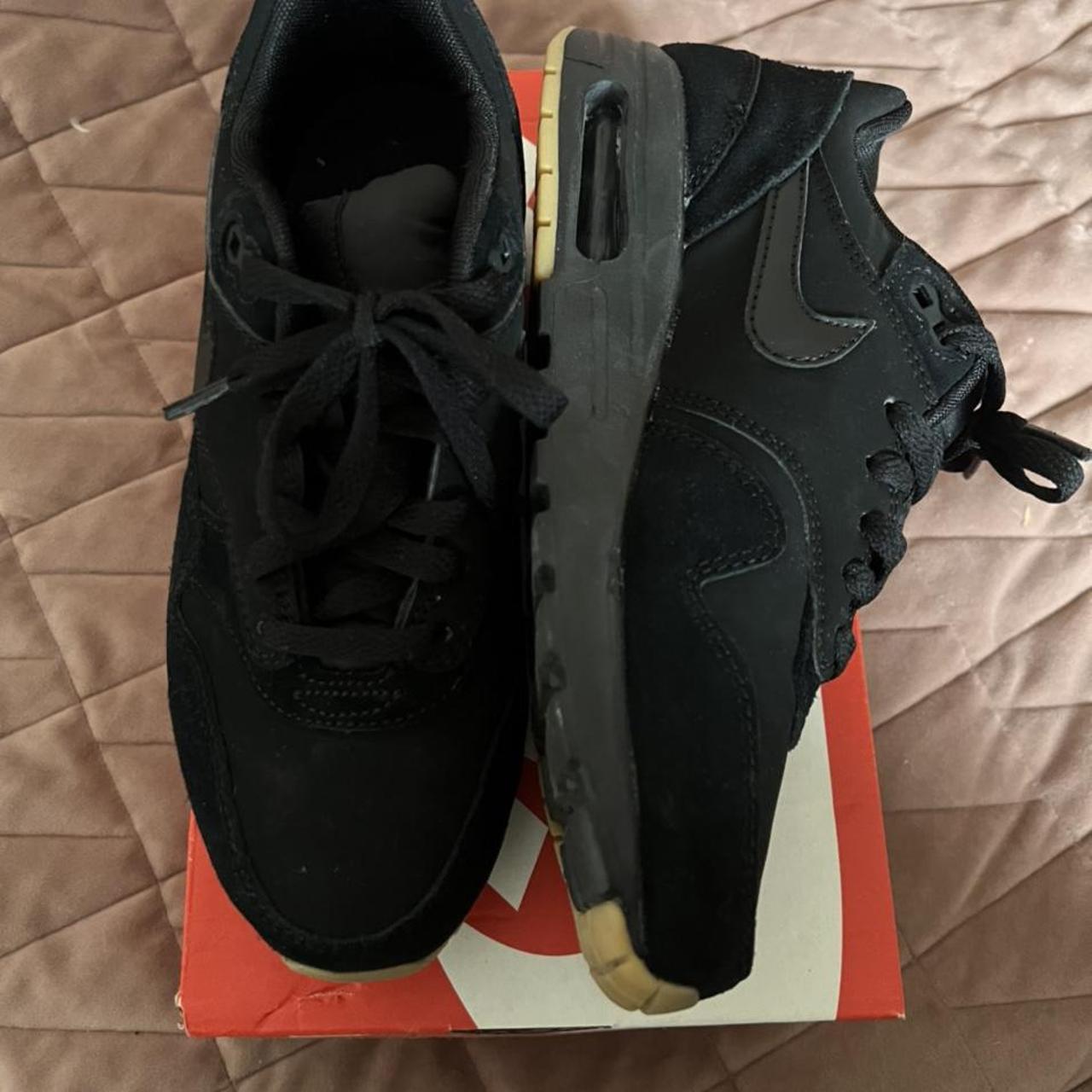 Nike air max 1 all black with gum sole - size 4.5... - Depop