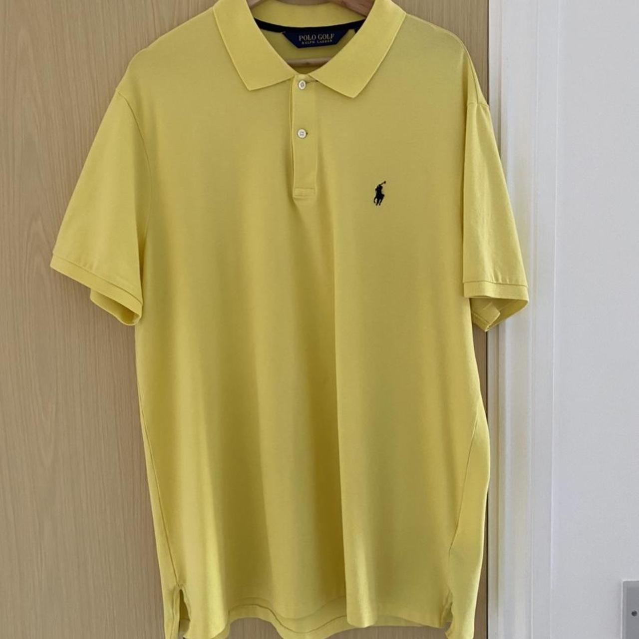 Yellow golf polo shirt been worn once for party no... - Depop