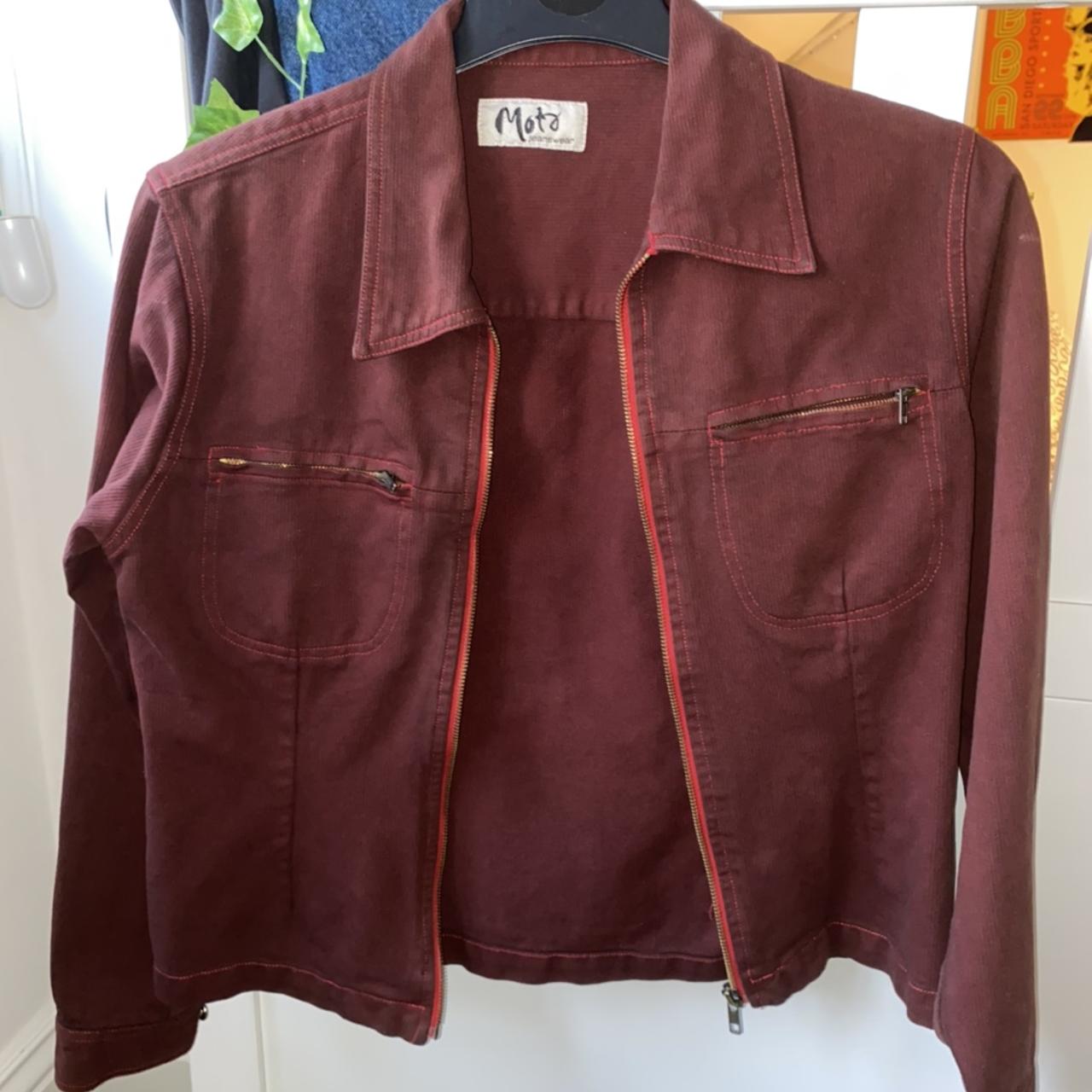 dyed burgundy vintage jacket with 2 front pockets.... - Depop