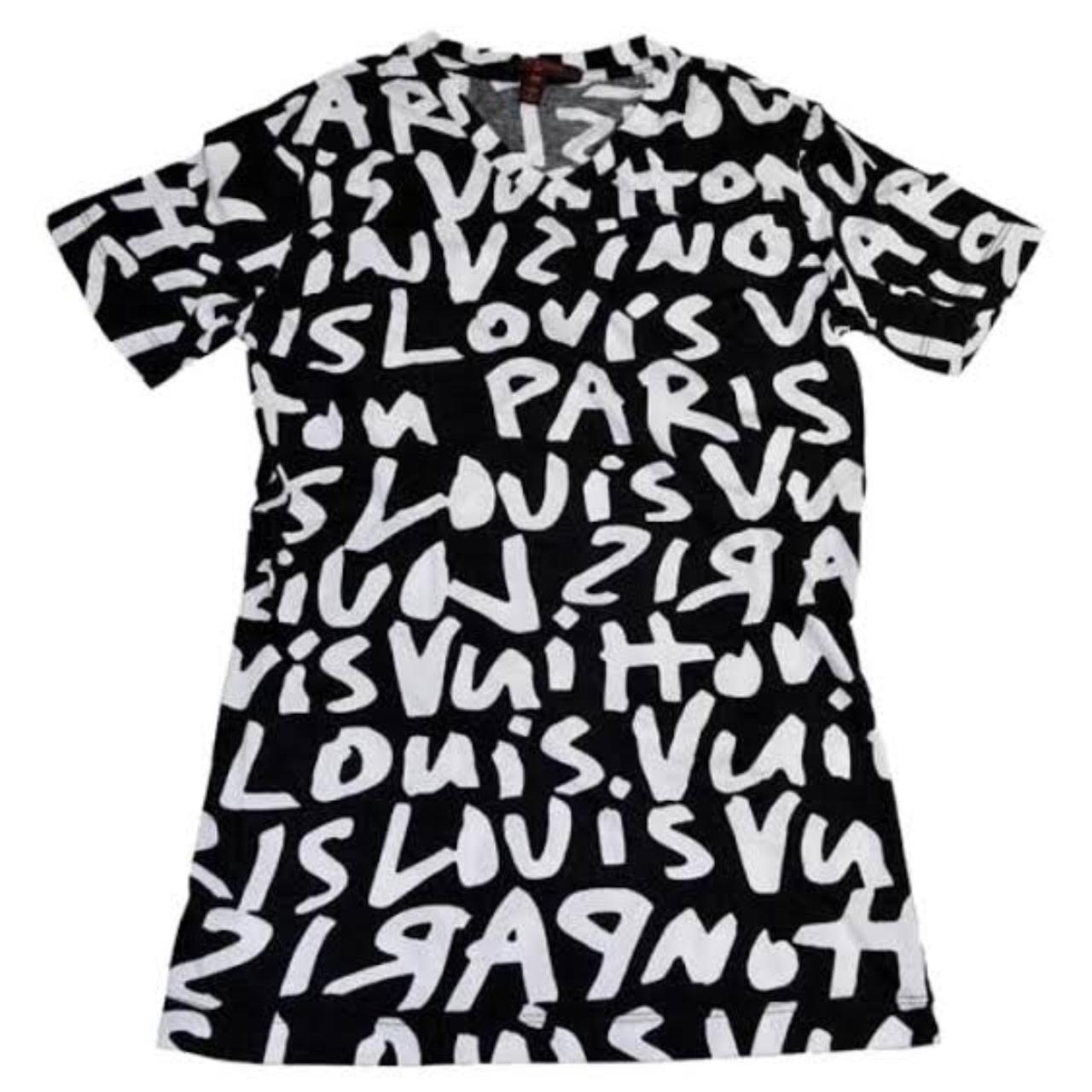LOUIS VUITTON Vintage Graffiti T-shirt M Top Logo Black White 