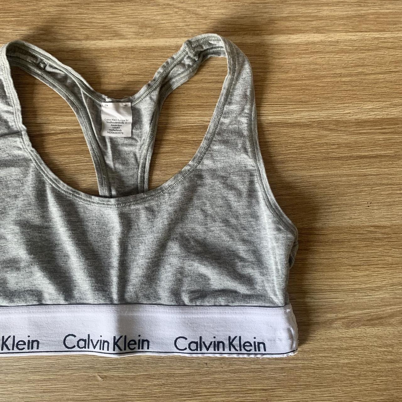 Calvin Klein grey sports bra size small excellent - Depop