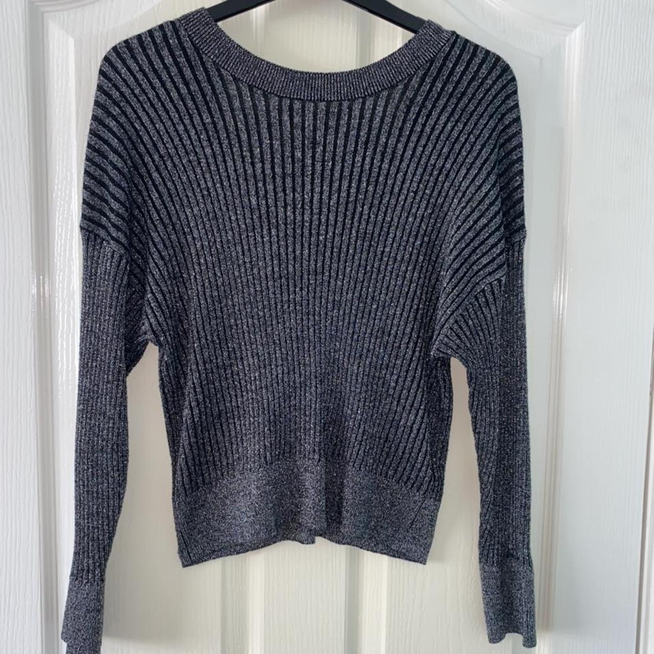 Topshop Women's Grey and Black Jumper | Depop