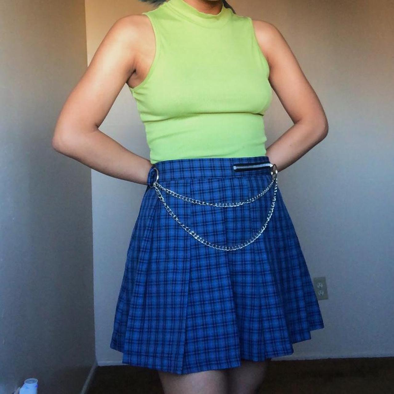 Cool blue plaid skirt best sale