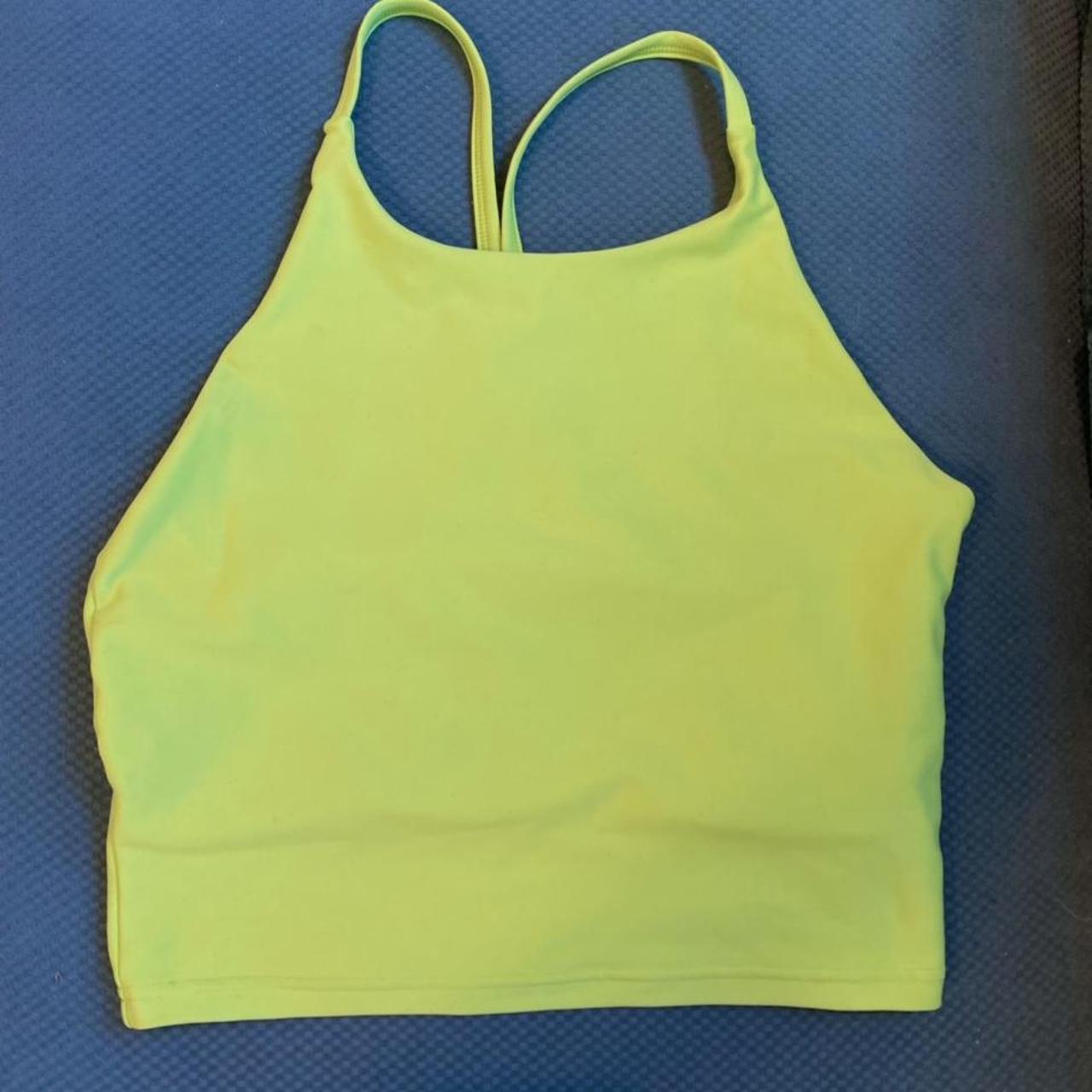 Old Navy lime green workout top with builtin bra.... Depop