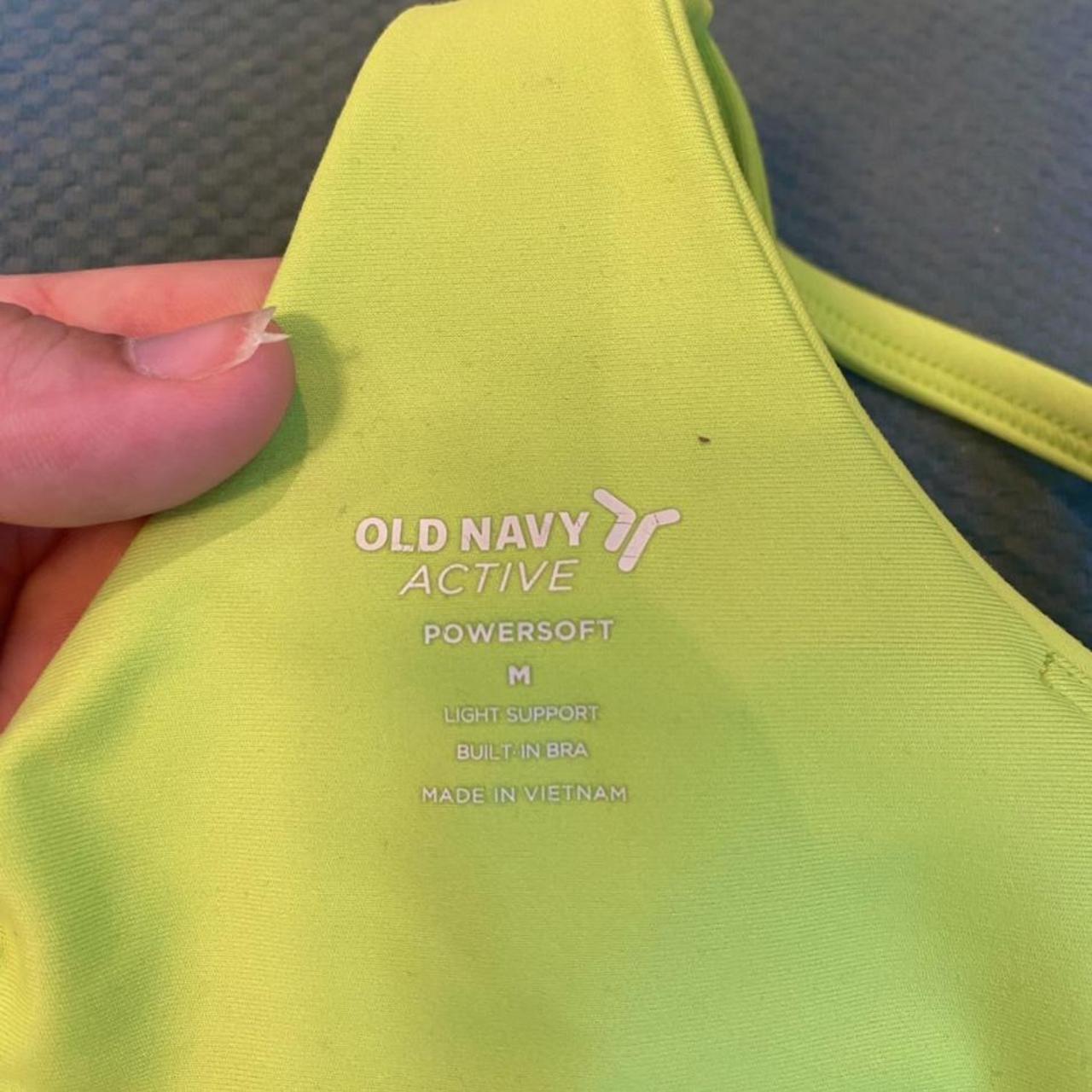 Old Navy lime green workout top with builtin bra.... Depop