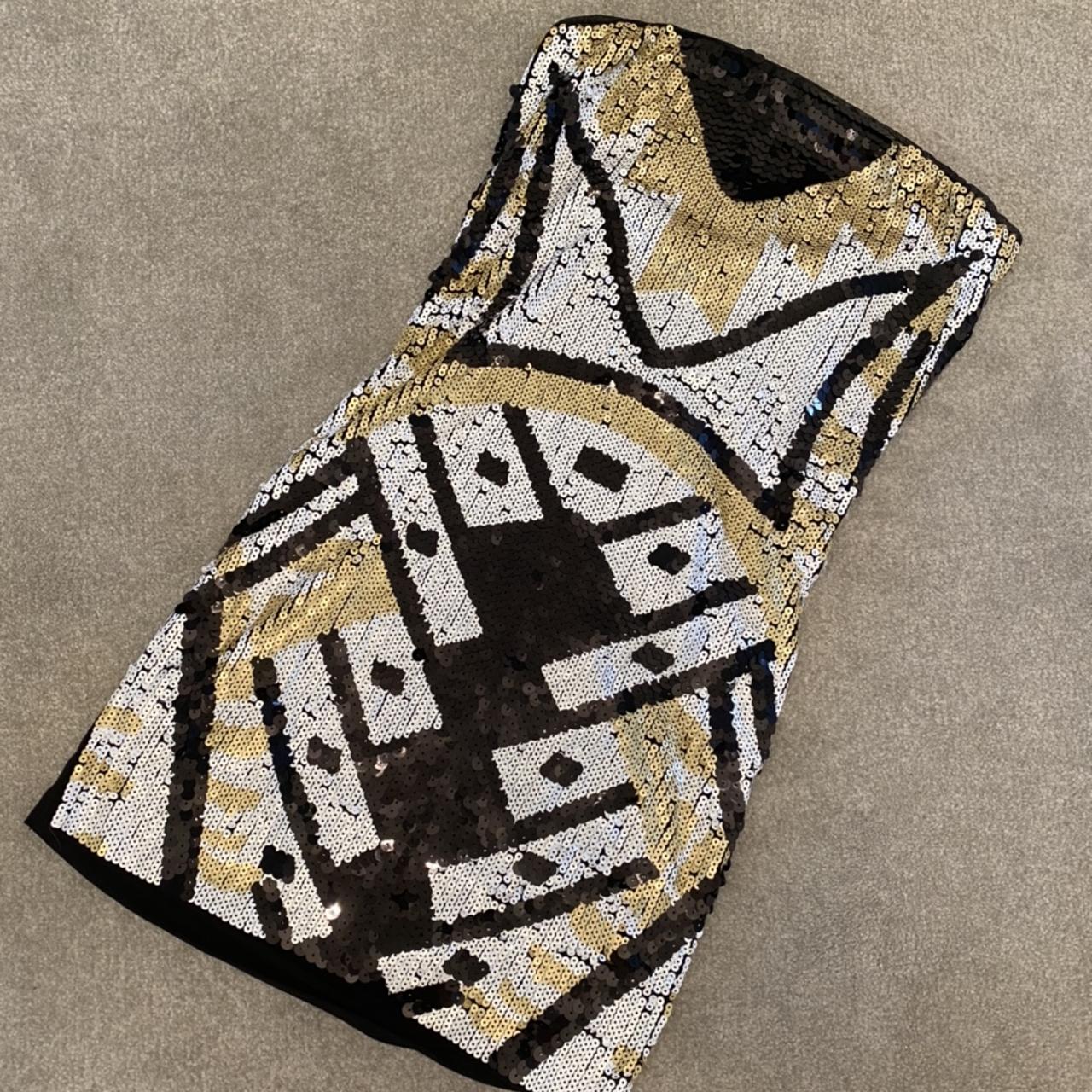 Lipsy black and gold hotsell sequin dress