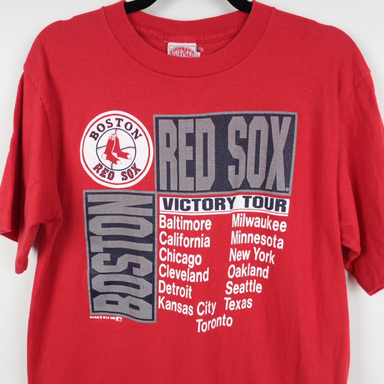 Vintage Boston Red Sox Shirt Large Red Nutmeg Mills Victory Tour