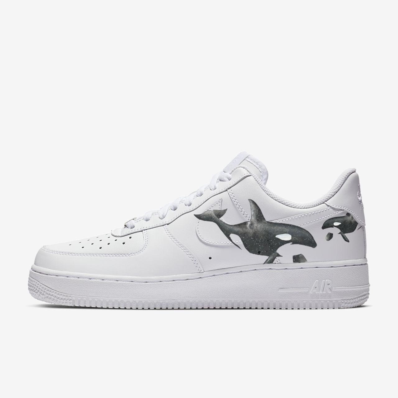 all sizes! custom nike air force ones! black drip - Depop