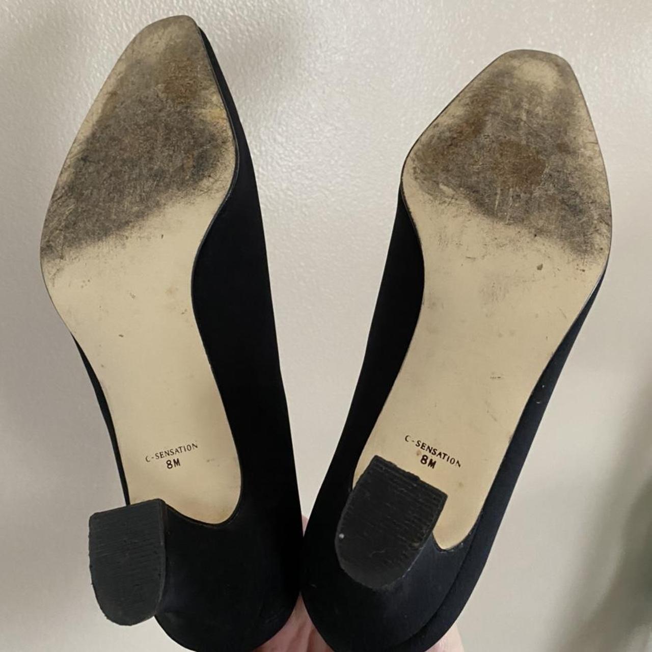 Vintage Calico Heels Black + Tan Marked as a size... - Depop