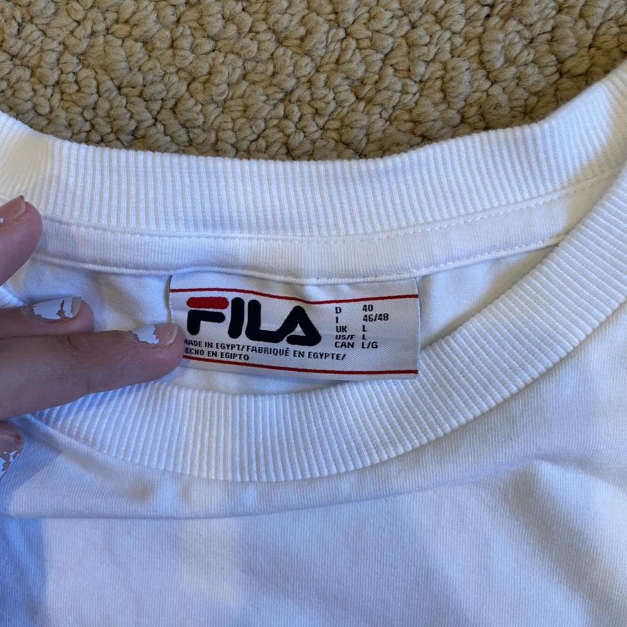 FILA white neon logo Jersey Tshirt. Super soft,... - Depop