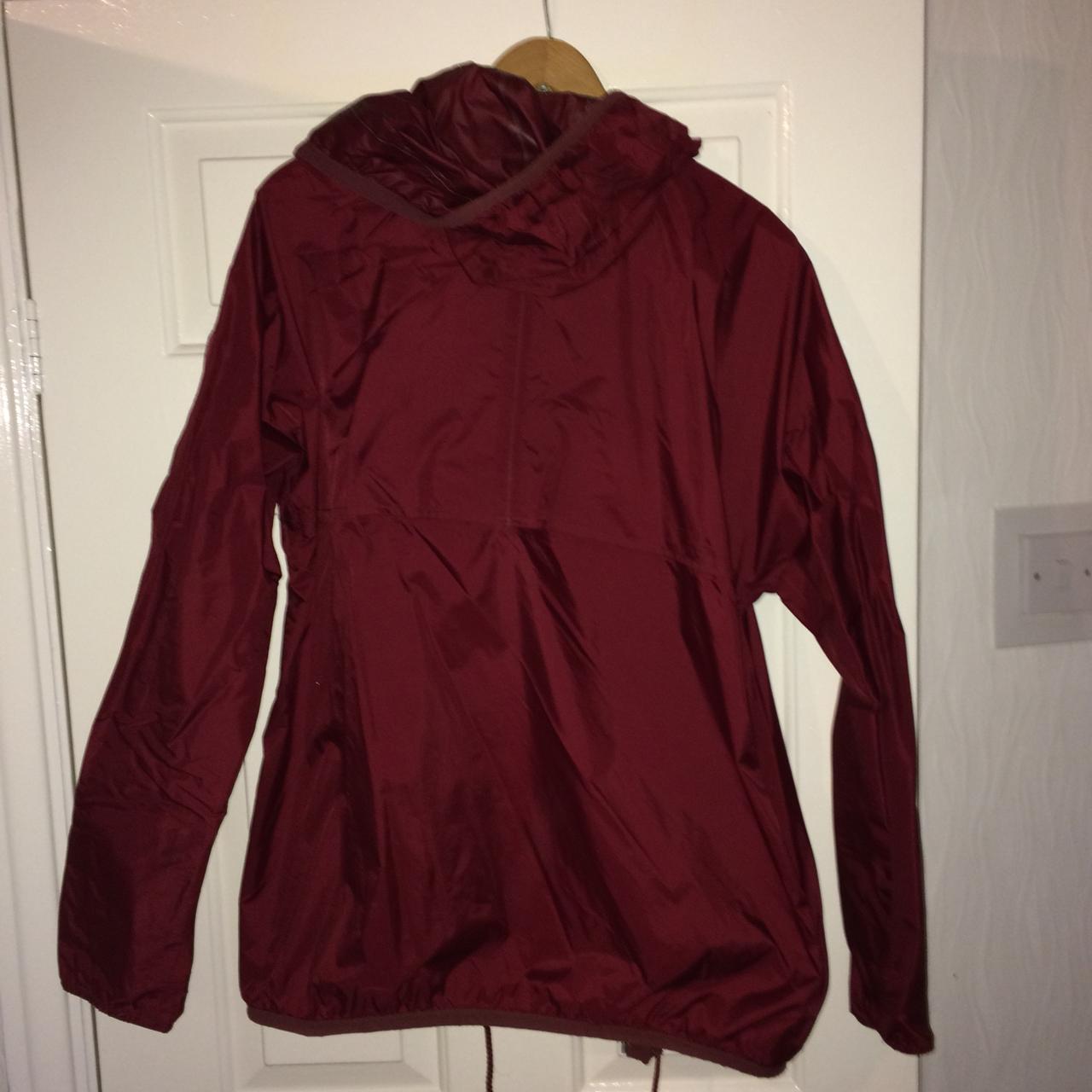 Burgundy K Way Waterproof Jacket - Depop