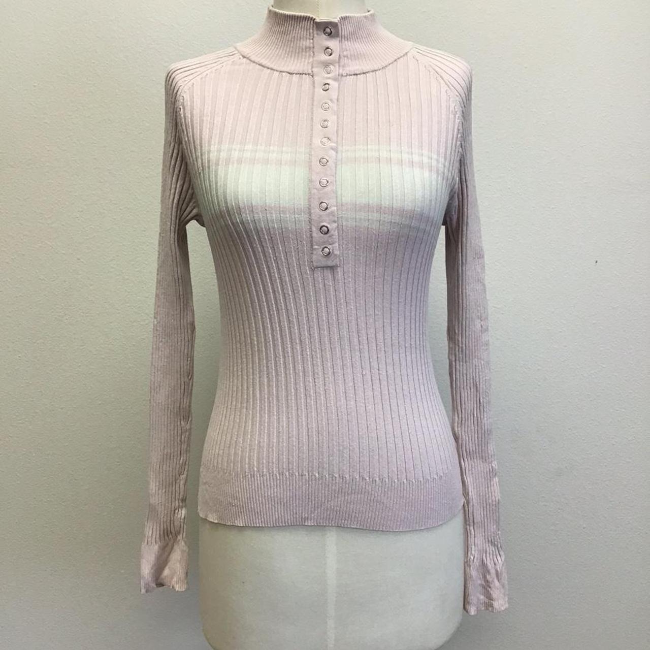 Massimo Dutti Women's Pink and White Jumper | Depop
