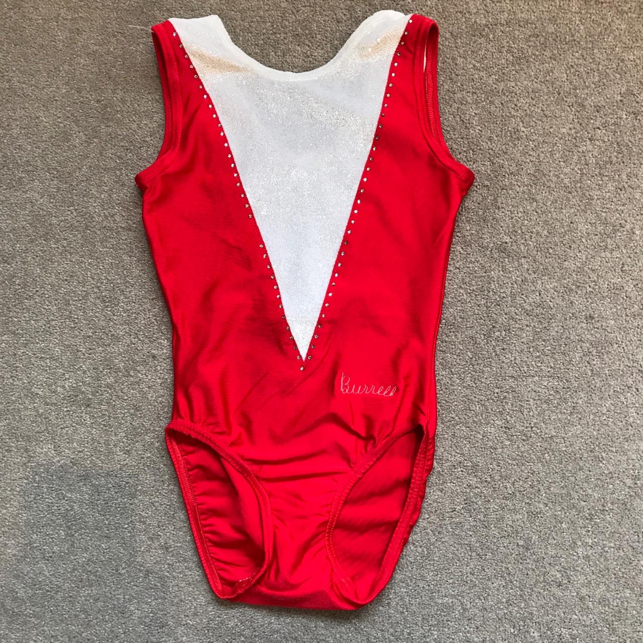 BURRELL DESIGNS GYMNASTICS LEOTARD 🤸‍♂️ Red with white... - Depop