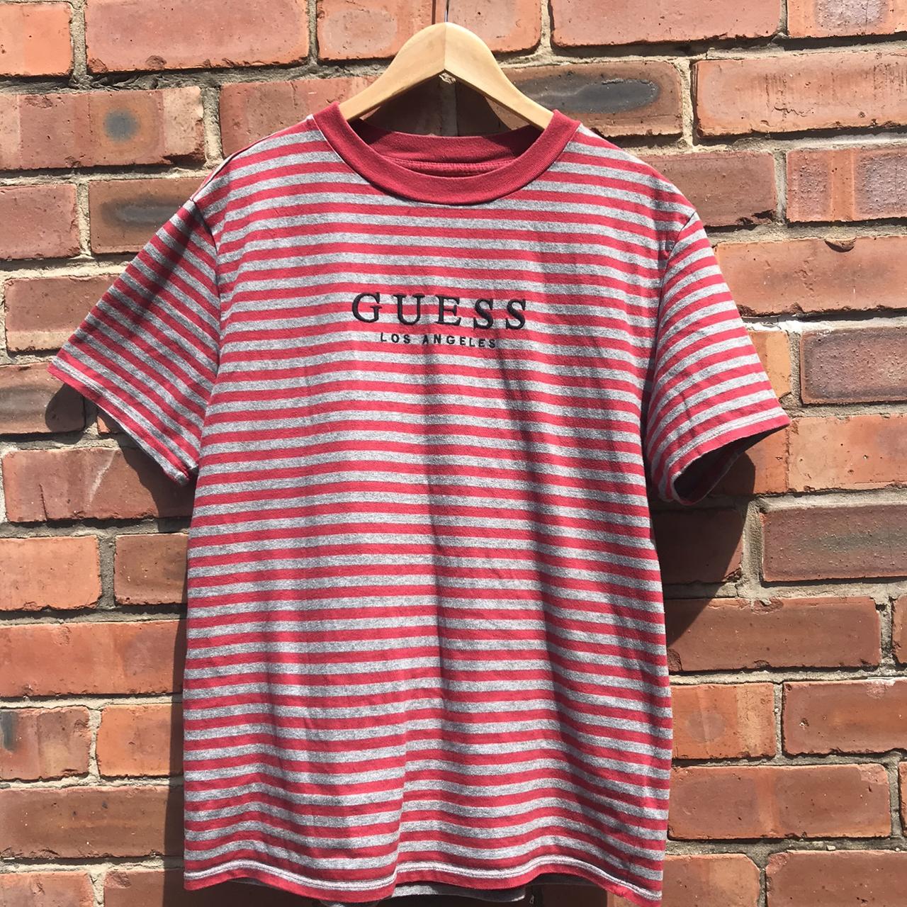 Guess Angles T-shirt vintage red grey... - Depop