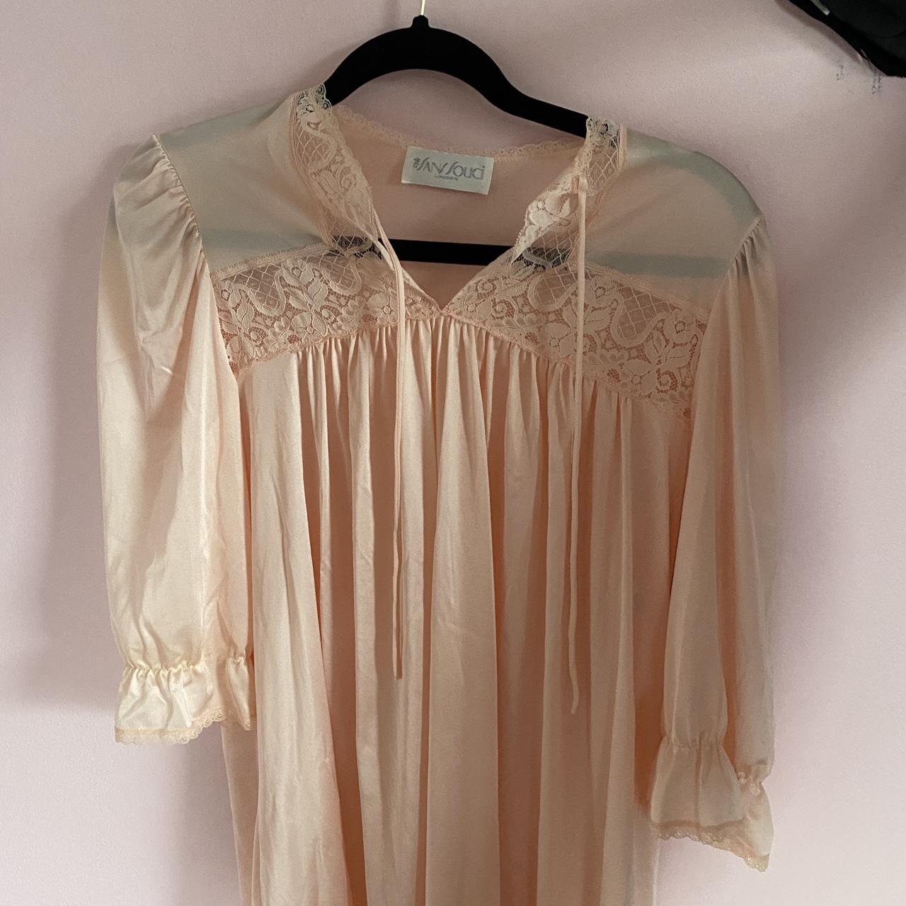 vintage baby pink/peach satin nightgown! very cute... - Depop