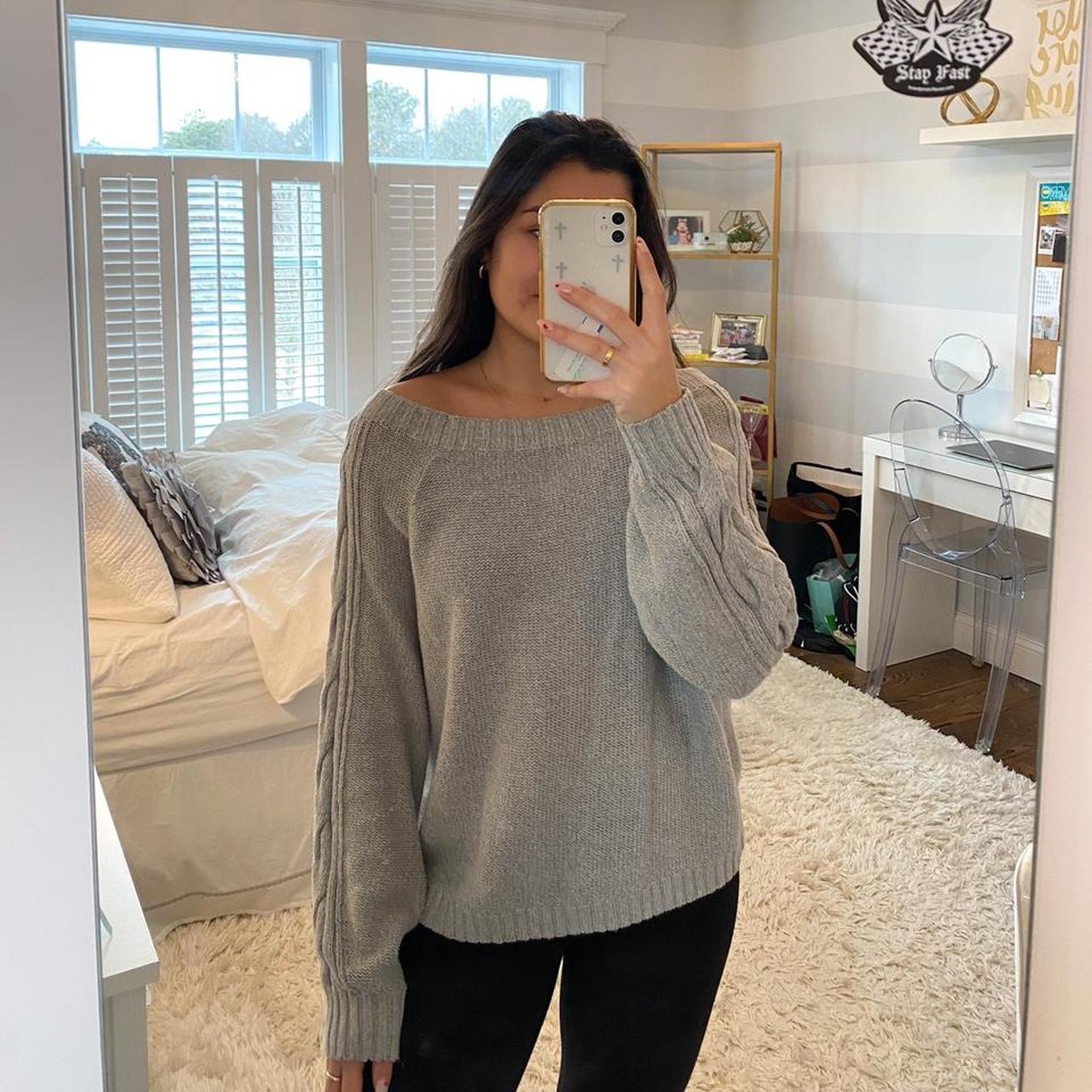 Hollister grey off the shoulder sweater with really