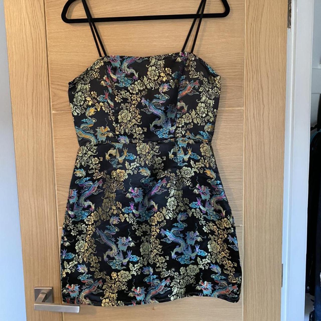 Chinese Dragon And Phoenix Print Cami Dress Black - Depop